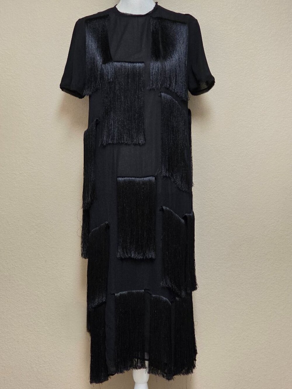 NWOT Zara Black Fringed Midi Dress - Picture 2 of 16